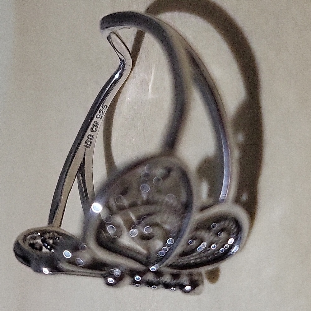 .925 Sterling Silver Butterfly Ring Size 8 - Picture 5 of 8